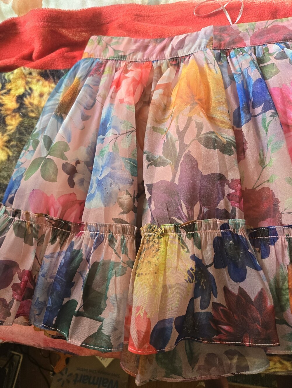 Women's Floral Short Skirt L Multicolored By Mi Ami For Francesca's